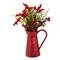 13" Red Berry & Foliage with Bell in Vintage Milk Jug